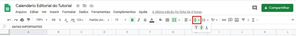 Google Docs - Alinhar Verticalmente