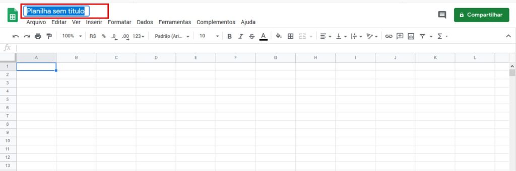 Google Docs - Alterar o nome da planilha