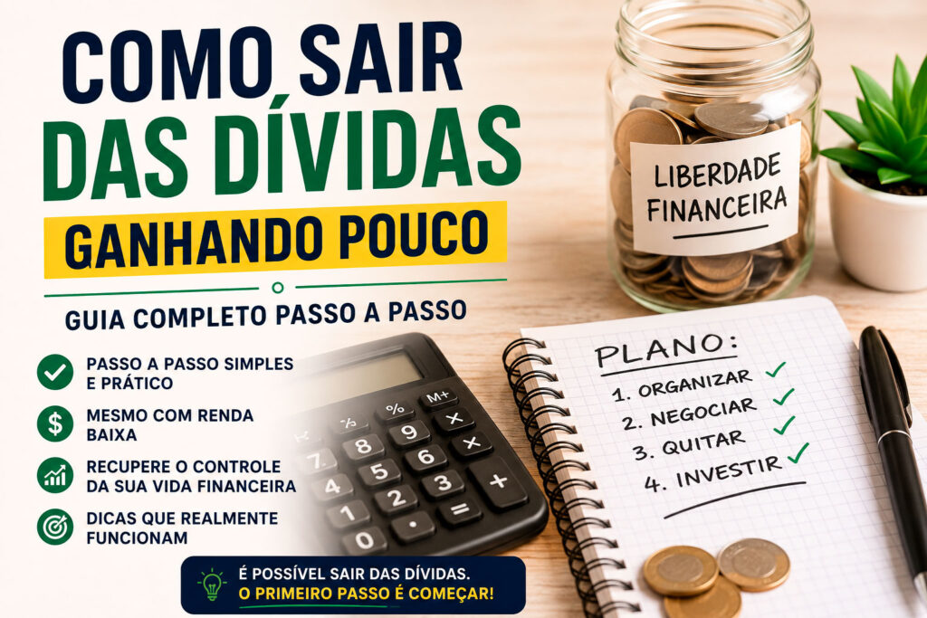 organização financeira com moedas, caderno e calculadora